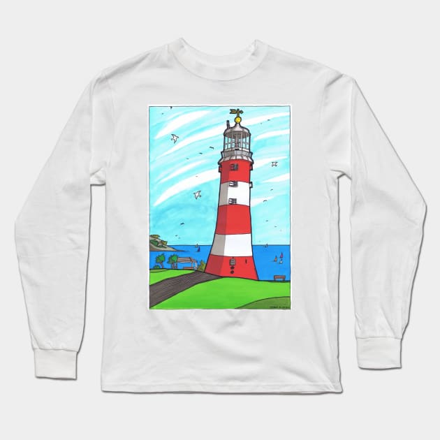 Plymouth Hoe Lighthouse Long Sleeve T-Shirt by SpencerHart